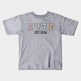 Cute Auntie Est. 2024, Aunt Baby Announcement Kids T-Shirt